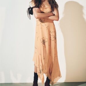 Zara Orange and Pink Asymmetrical Tiered Sundress